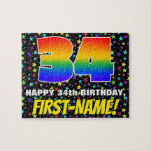 34.º Aniversário — Padrão Colorido e Divertido de 