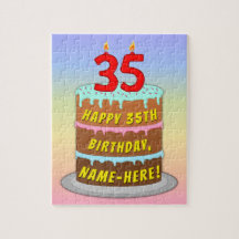 35.º aniversário: Bolo e Velas Divertidas + Nome P