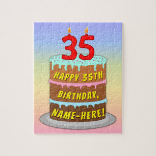 Quebra-cabeça 35.º aniversário: Bolo e Velas Divertidas + Nome P