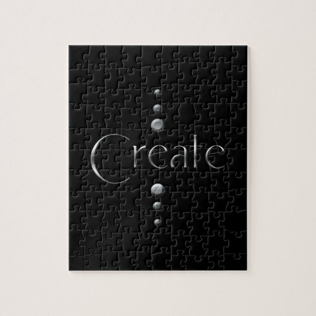 Quebra-cabeça 3 Dot Silver Block Crio e fundo preto (Vertical)