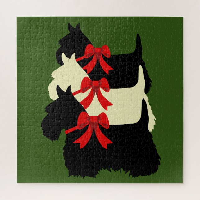 Quebra-cabeça 3 Silhueta preta escocesa Terrier /1014 peça (Vertical)