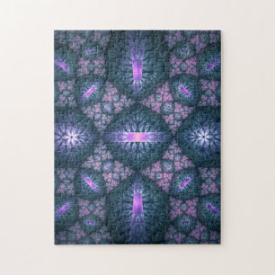 Quebra-cabeça 3D Fractal Art Abstract Pattern Blue Purple Pink