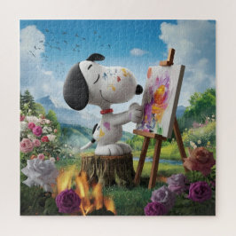 Quebra-cabeça 3D Renderização de uma Pintura de Cachorro