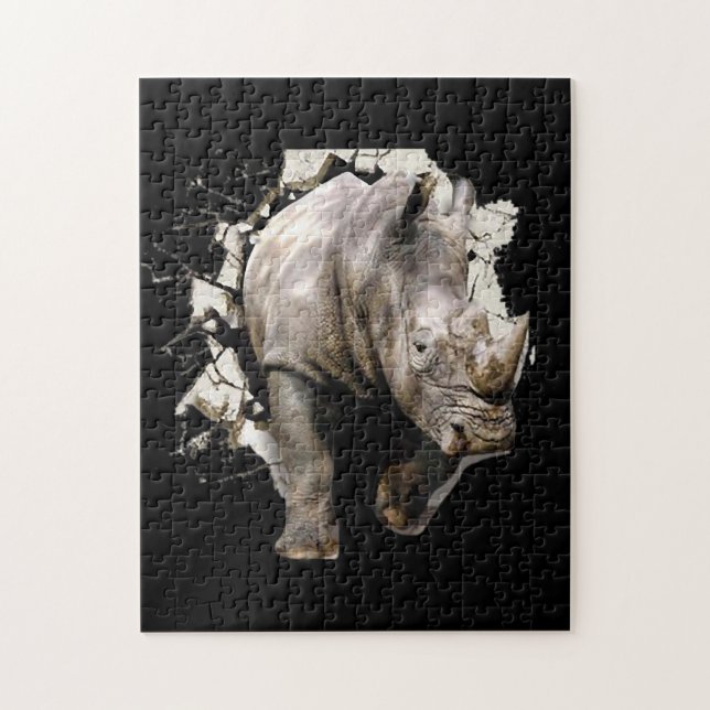 Quebra-cabeça 3d Rinoceronte - Rinoceronte Animal Africano Safar (Vertical)