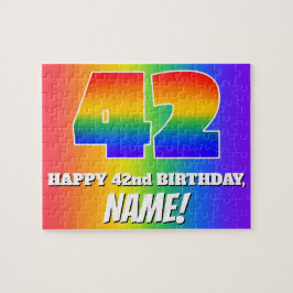 Quebra-cabeça 42.o aniversário — Padrão multicolorido do arco-ír
