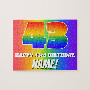 Quebra-cabeça 43.o aniversário — Padrão multicolorido do arco-ír