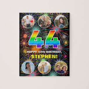 Quebra-cabeça 44 Birthday: Rainbow # divertido, nome personaliza