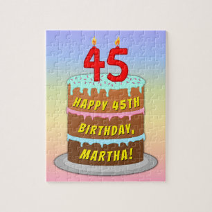 Quebra-cabeça 45.º aniversário: Bolo e Velas Divertidas + Nome P