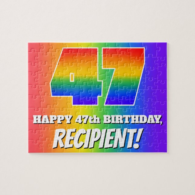 Quebra-cabeça 47º Aniversário — Modelo de Arco-íris Multicolorid (Horizontal)