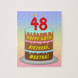 Quebra-cabeça 48º aniversário: Bolo e Velas Divertidas + Nome Pe
