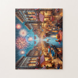 Quebra-cabeça 4th of July Fireworks Small Town Celebration