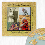 Quebra-cabeça 50ª Foto Personalizada Dourada de Anniversação de<br><div class="desc">Crie seu quebra-cabeça de fotos único para um presente de 50º aniversário de casamento. Este elegante design moderno é ouro e preto com efeito brilhante e texturado. O modelo de foto está pronto para você adicionar 4 de suas fotos favoritas dos últimos 50 anos. Suas fotos estão em uma borda...</div>