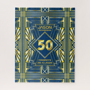 Quebra-cabeça 50º aniversário Art Deco Dourado Excelente Azul 