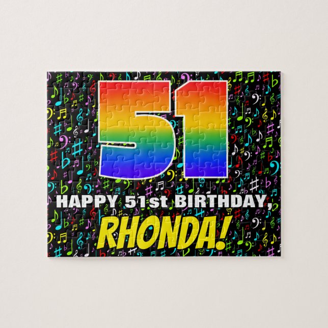 Quebra-cabeça 511 Aniversário — Símbolos Musicais Divertidos e C (Horizontal)