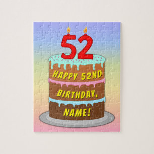 Quebra-cabeça 52º Aniversário: Bolo e Velas Divertidas + Nome Pe