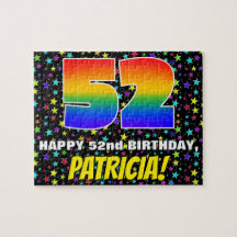 52º Aniversário — Padrão Colorido e Divertido de E
