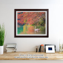 Quebra-cabeça [520] Autumn Pond – Swan Gliding Through Colors