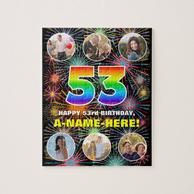 Quebra-cabeça 53º aniversário: Divertido Rainbow #, Personalizad (Vertical)