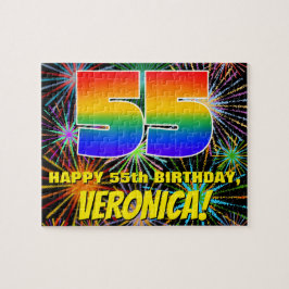 Quebra-cabeça 55º aniversário: Fogos de artifício coloridos e di
