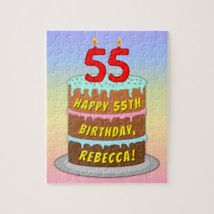 Quebra-cabeça 55.º aniversário: Bolo e Velas Divertidas + Nome P