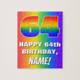 Quebra-cabeça 64.o Aniversário: Padrão Divertido e colorido do a