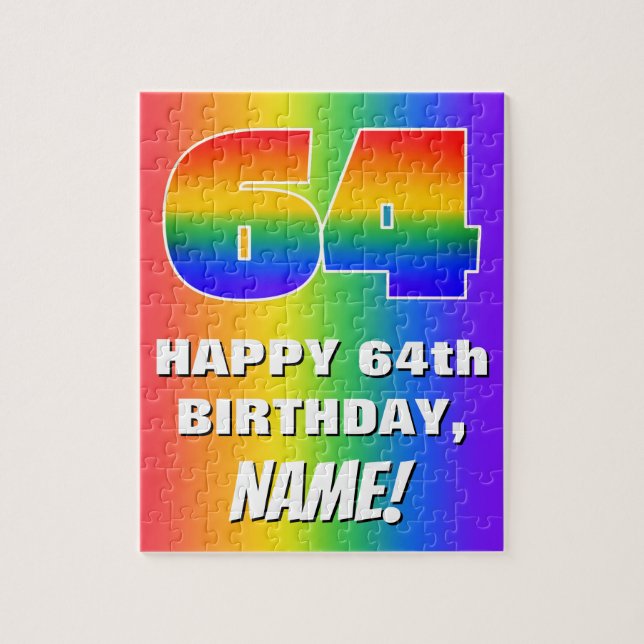 Quebra-cabeça 64.o Aniversário: Padrão Divertido e colorido do a (Vertical)