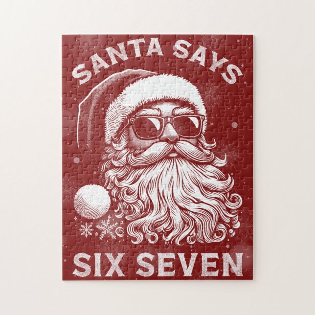Quebra-cabeça 67 Meme Engraçado O Papai Noel Diz Seis Sete Natal (Vertical)