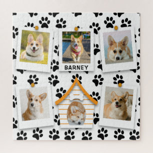 Quebra-cabeça 6 Colagem de Fotografias Adicionar Nome Dog House