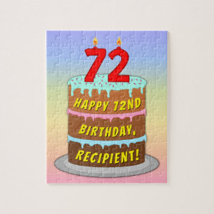 Quebra-cabeça 72º aniversário: Bolo e Velas Divertidas + Nome Pe
