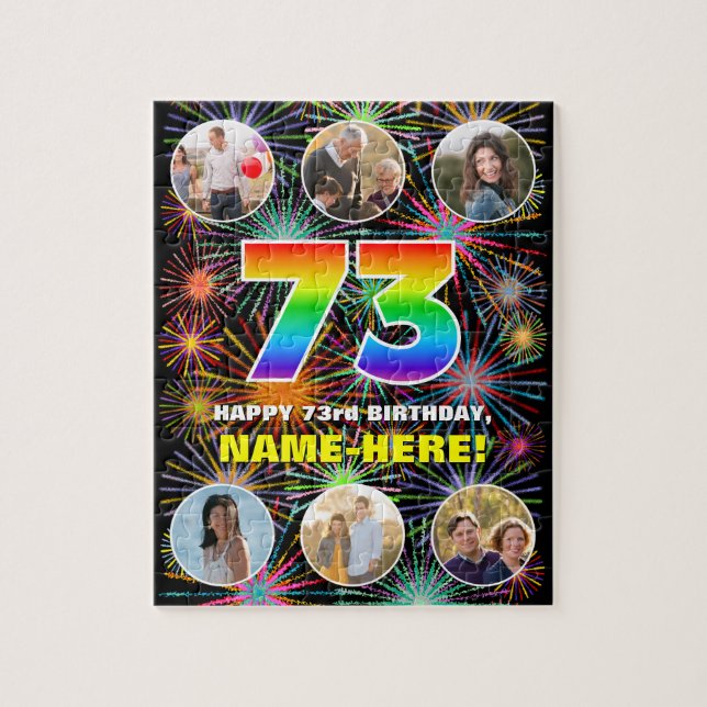 Quebra-cabeça 73º aniversário: Divertido Rainbow #, Personalizad (Vertical)