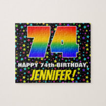 74.º Aniversário — Padrão Colorido e Divertido de 