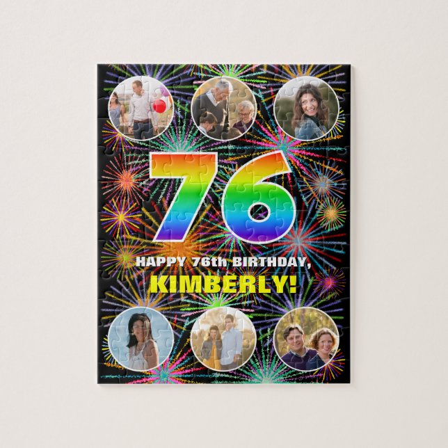 Quebra-cabeça 76º aniversário: Divertido Rainbow #, Personalizad (Vertical)