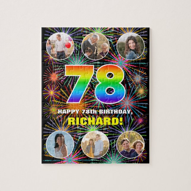 Quebra-cabeça 78º aniversário: Divertido Rainbow #, Personalizad (Vertical)