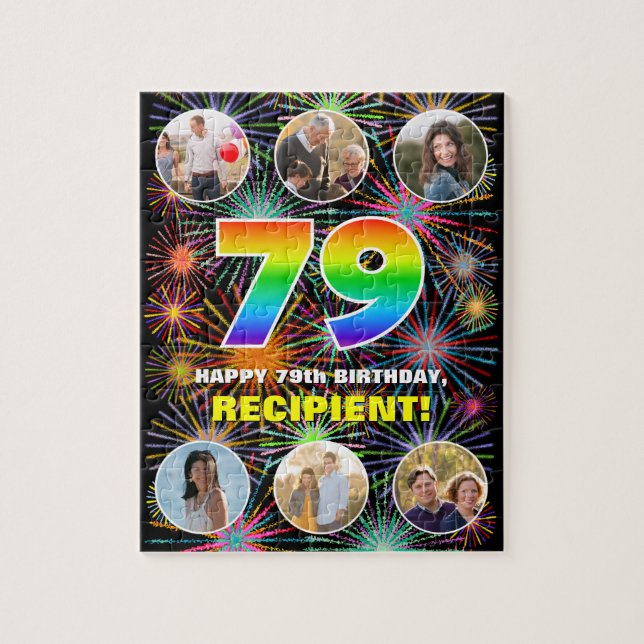 Quebra-cabeça 79º aniversário: Divertido Rainbow #, Personalizad (Vertical)