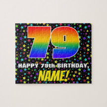 79.º Aniversário — Padrão Colorido e Divertido de 