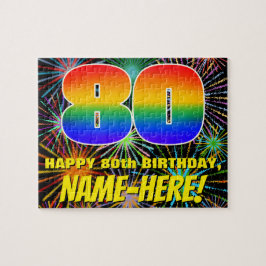 Quebra-cabeça 80 Birthday: fogos de artifício coloridos e divert