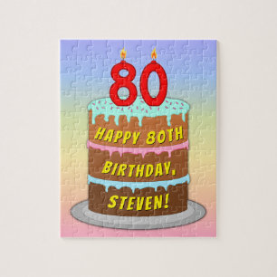 Quebra-cabeça 80 de aniversário: Bolo e Velas Divertidas + Nome