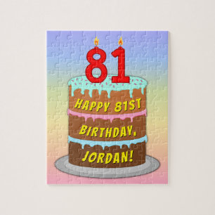Quebra-cabeça 81st Birthday: Fun Cake and Candles + Custom Name