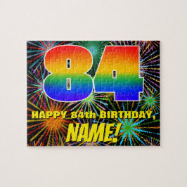 Quebra-cabeça 84.º aniversário: Fogos de artifício coloridos e d