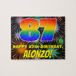 Quebra-cabeça 87º aniversário: Fogos de artifício coloridos e di