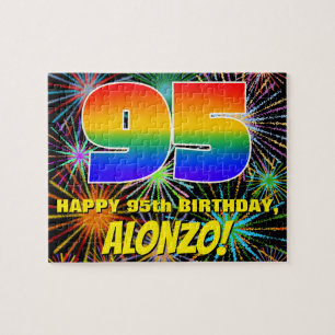 Quebra-cabeça 95º aniversário: Fogos de artifício coloridos e di
