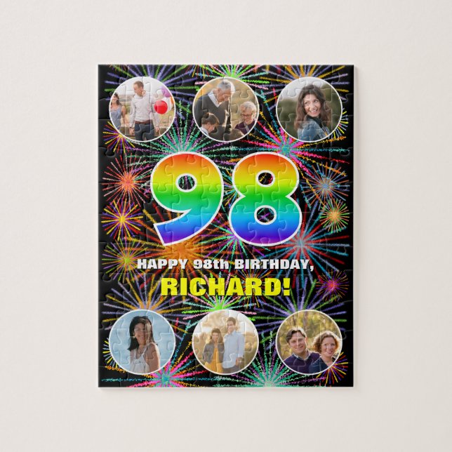 Quebra-cabeça 98º aniversário: Divertido Rainbow #, Personalizad (Vertical)