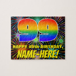 Quebra-cabeça 99º aniversário: Fogos de artifício coloridos e di