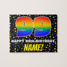 99º Aniversário — Padrão Colorido e Divertido de S