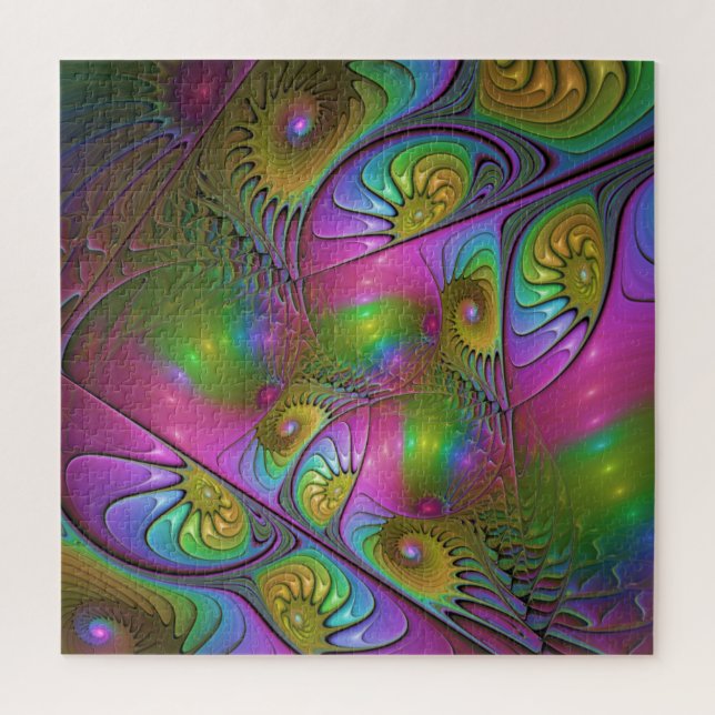 Quebra-cabeça A Arte Fractal Abstrata Moderna Luminosa Colorida (Vertical)