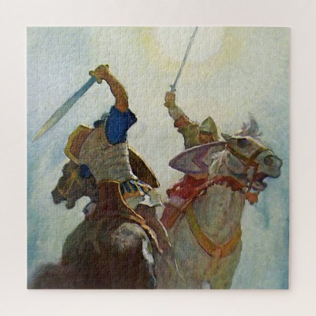 Quebra-cabeça “A Batalha da Espada Foi Feroz” por NC Wyeth (Vertical)