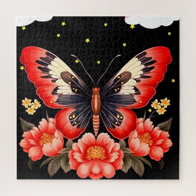 Quebra-cabeça A borboleta e as flores estão neste lindo (Vertical)