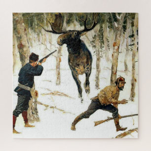 Quebra-cabeça A Caça ao Alce por Frederic Remington