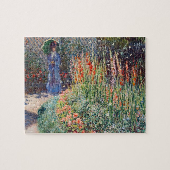 Quebra-cabeça A Cama da Flor Arredondada de Claude Monet (1876)  (Horizontal)