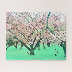 Quebra-cabeça A cerejeira japonesa Sakura floresce um cenário d